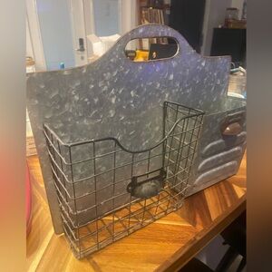 Metal Organizer with Wire Basket